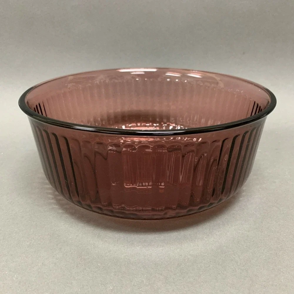 Amethyst‎ Purple Glass Ribbed Vegetable Serving Bowl 9 1/2